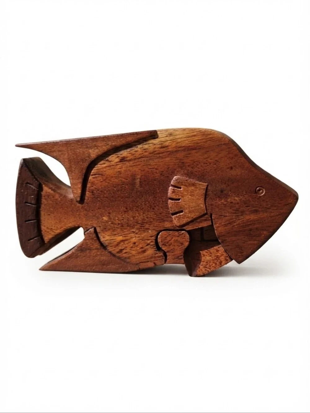 Handcrafted Wooden Fish Décor Puzzle - Brown